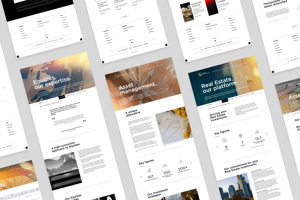 A grid layout showcasing various service-specific pages of the Edmond de Rothschild website, including Equities, Real Estate, and Asset Servicing.