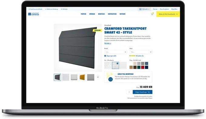 A laptop showing a acreenshot of Garageportexperten's website
