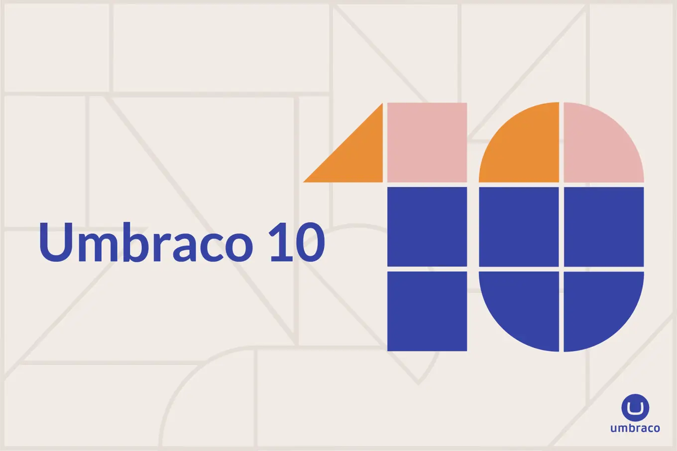 Umbraco 10 illustration made out of geometrical shapes