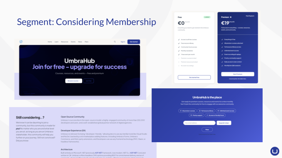 Screenshot - Suggestions for alternative content streamlined for visitors considering membership