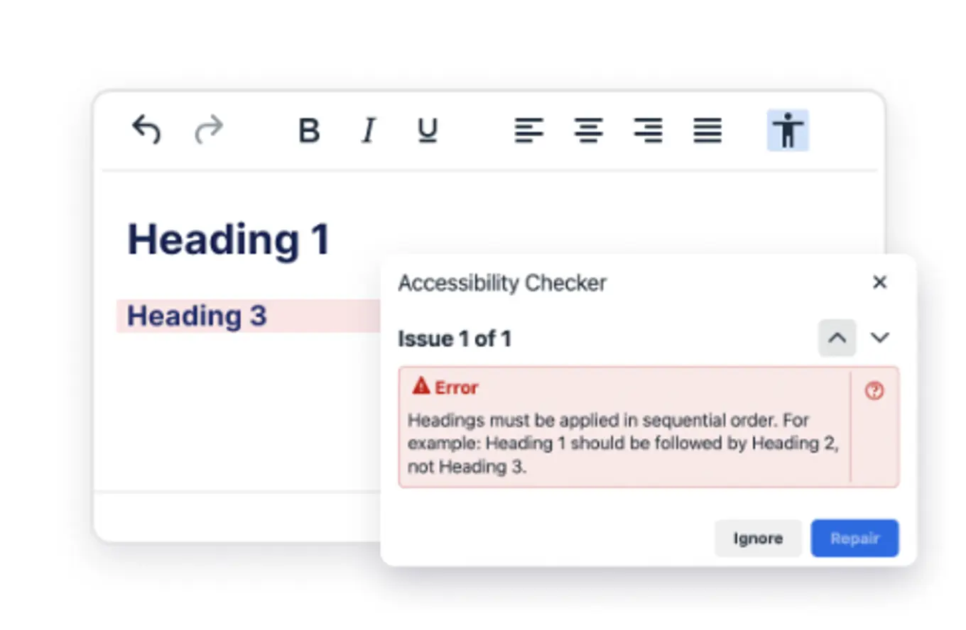 Image showing a function of the Accesibility Checker