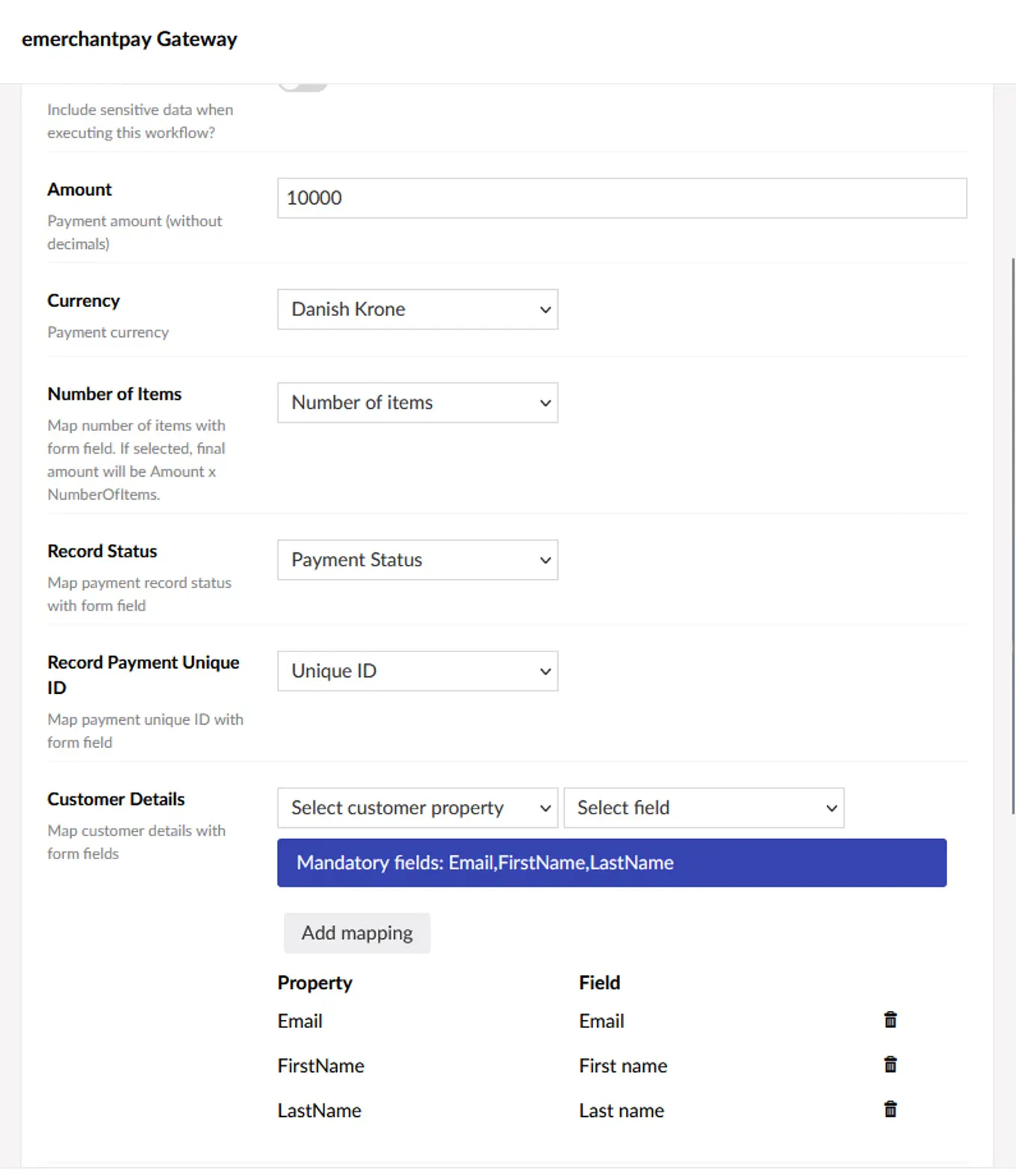 Screenshot: Customer details - select customer property