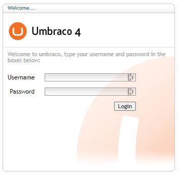 Screenshot Umbraco 4 login screen