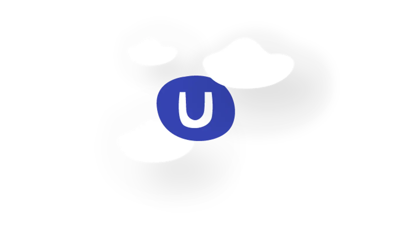 Umbraco logo with skies around