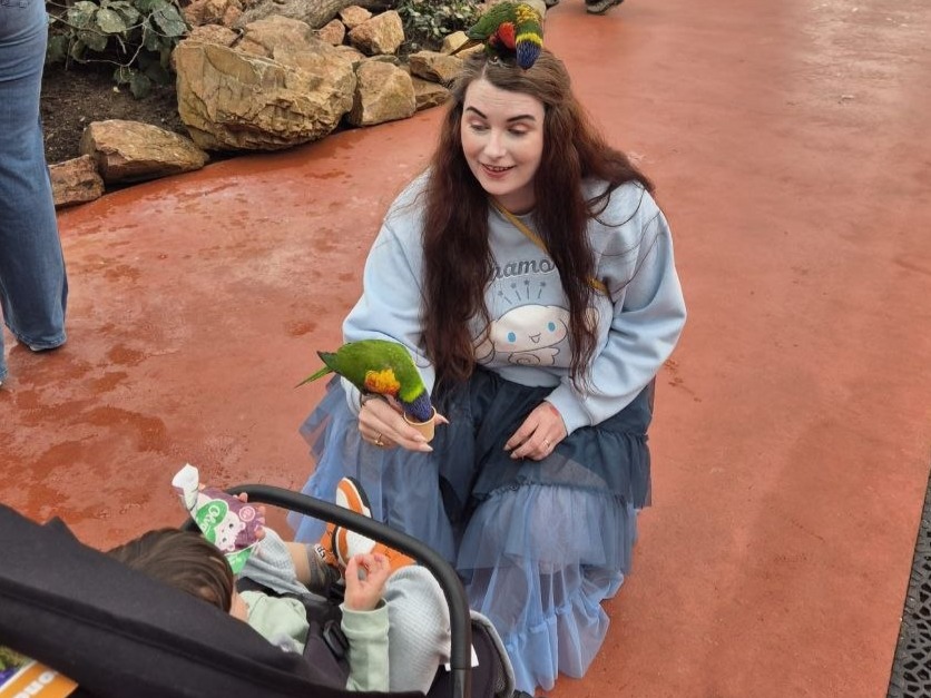 Bernadet Goey entertaining a toddler