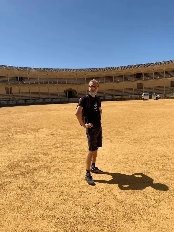 Aleksander Fjellvang in the bullfighting ring