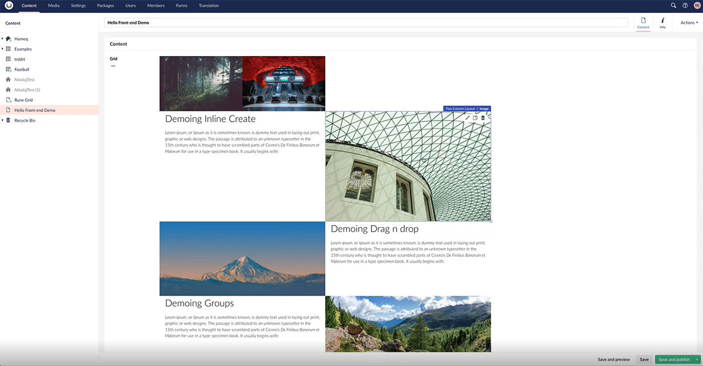 Umbraco 11 RC Block Grid Backoffice Editing 1400X730px
