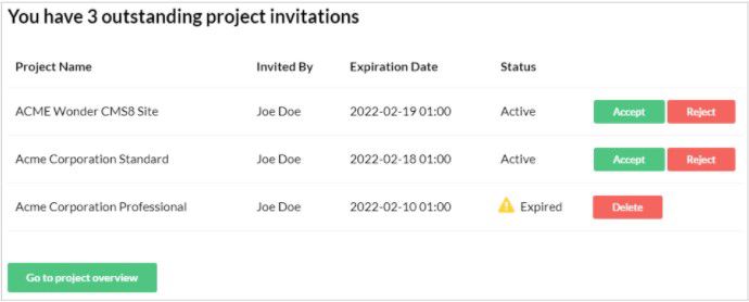 Umbraco Cloud Portal Improved Project Invites
