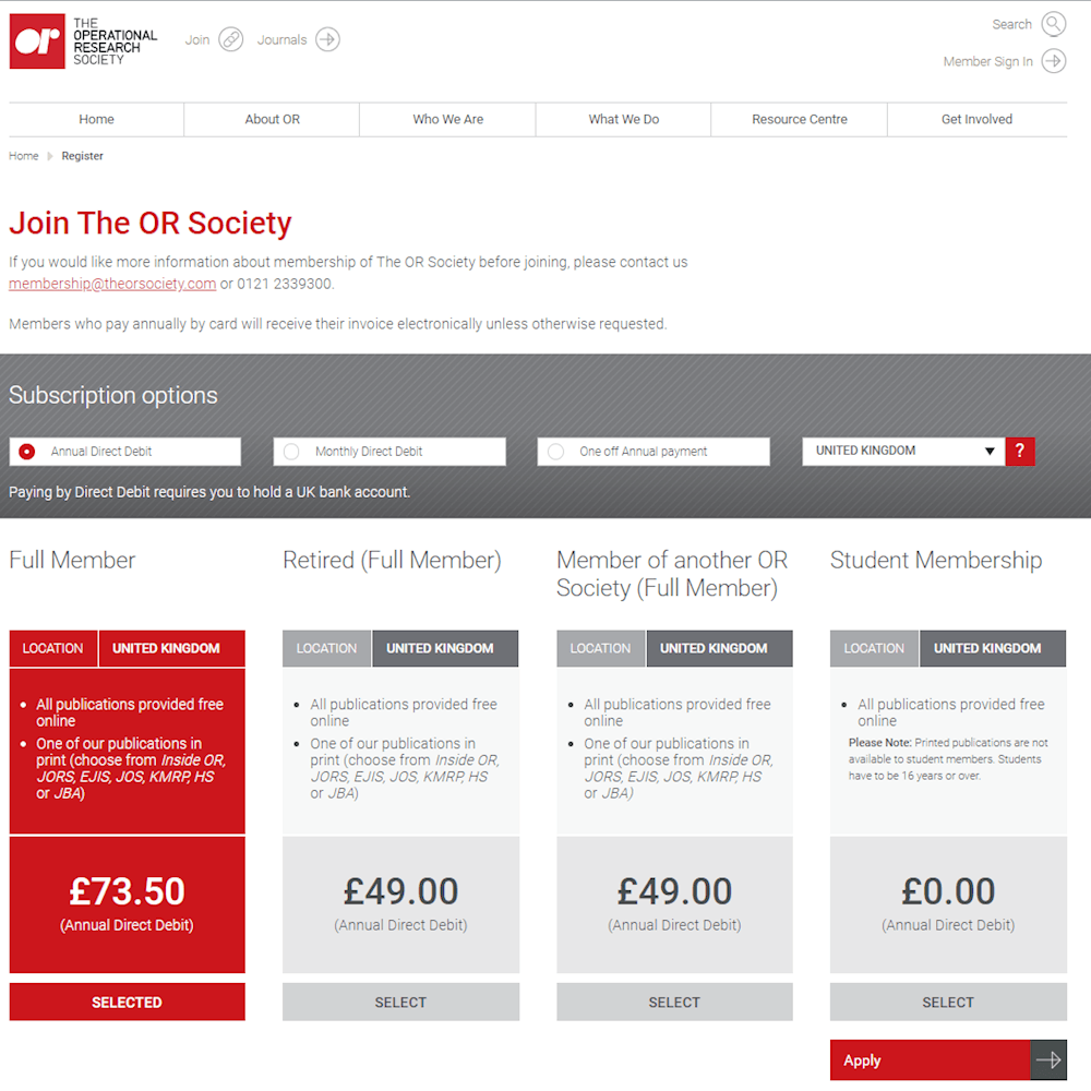 OR Society website screenshot of Join page
