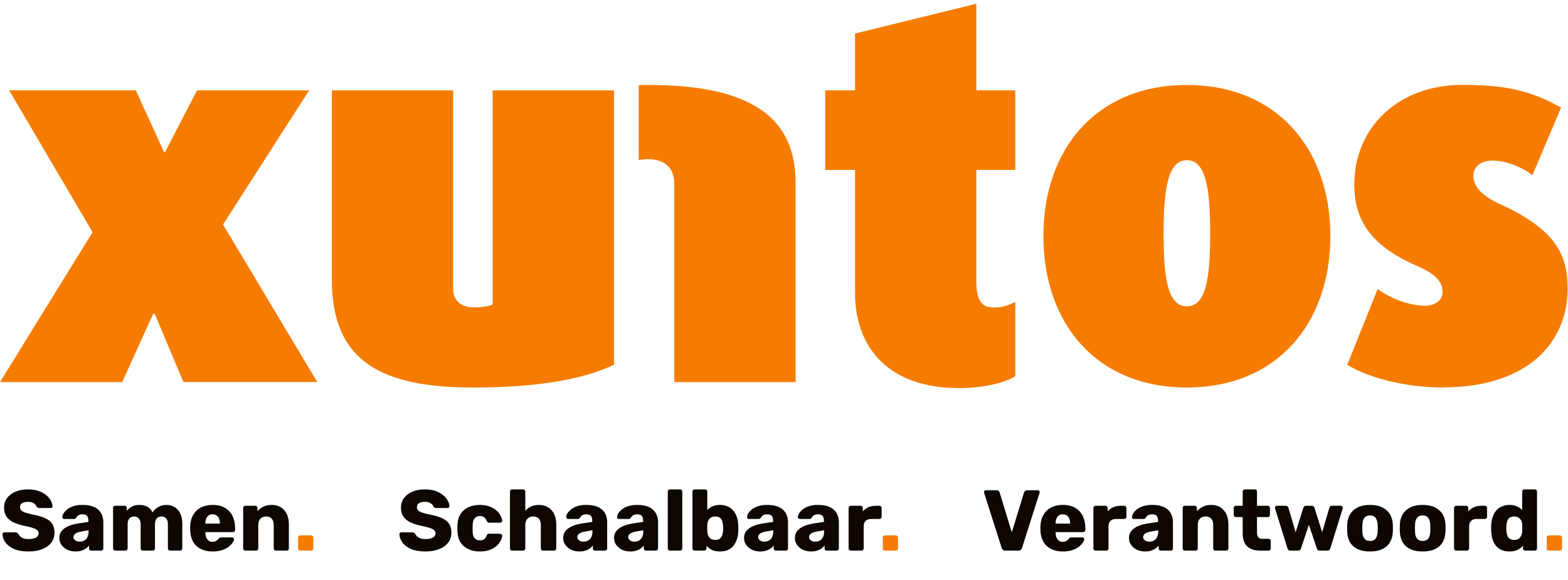 Xtraus logo with orange text “Xunis” and smaller black text “samen. Schaalbaar. Verantwoord.”