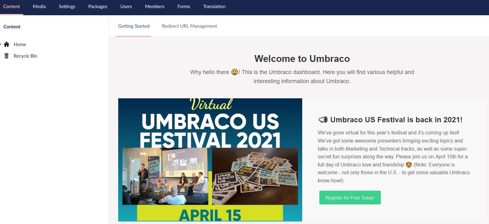 Content Dashboard For All Umbraco 8.13RC