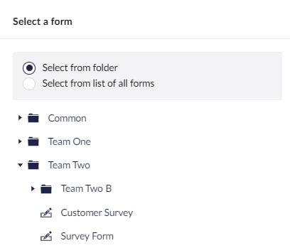 Screenshot: Select a form