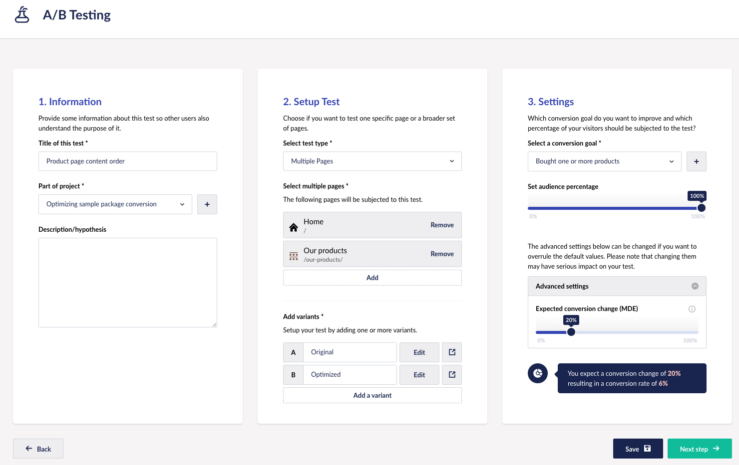 Umbraco Engage Effective AB Testing Set Up AB Test