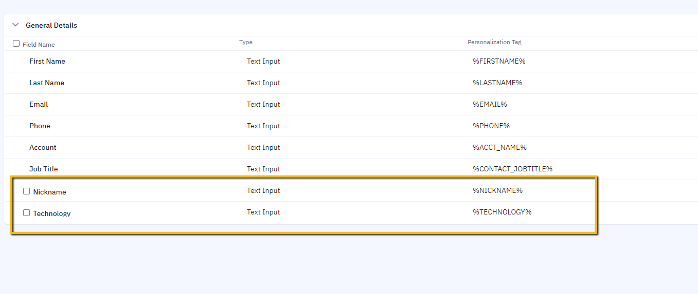 Active Campaign Custom Fields