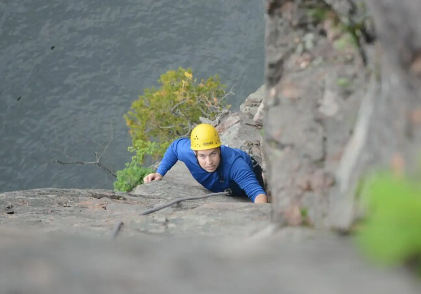 Mike Allen climbing the rocks