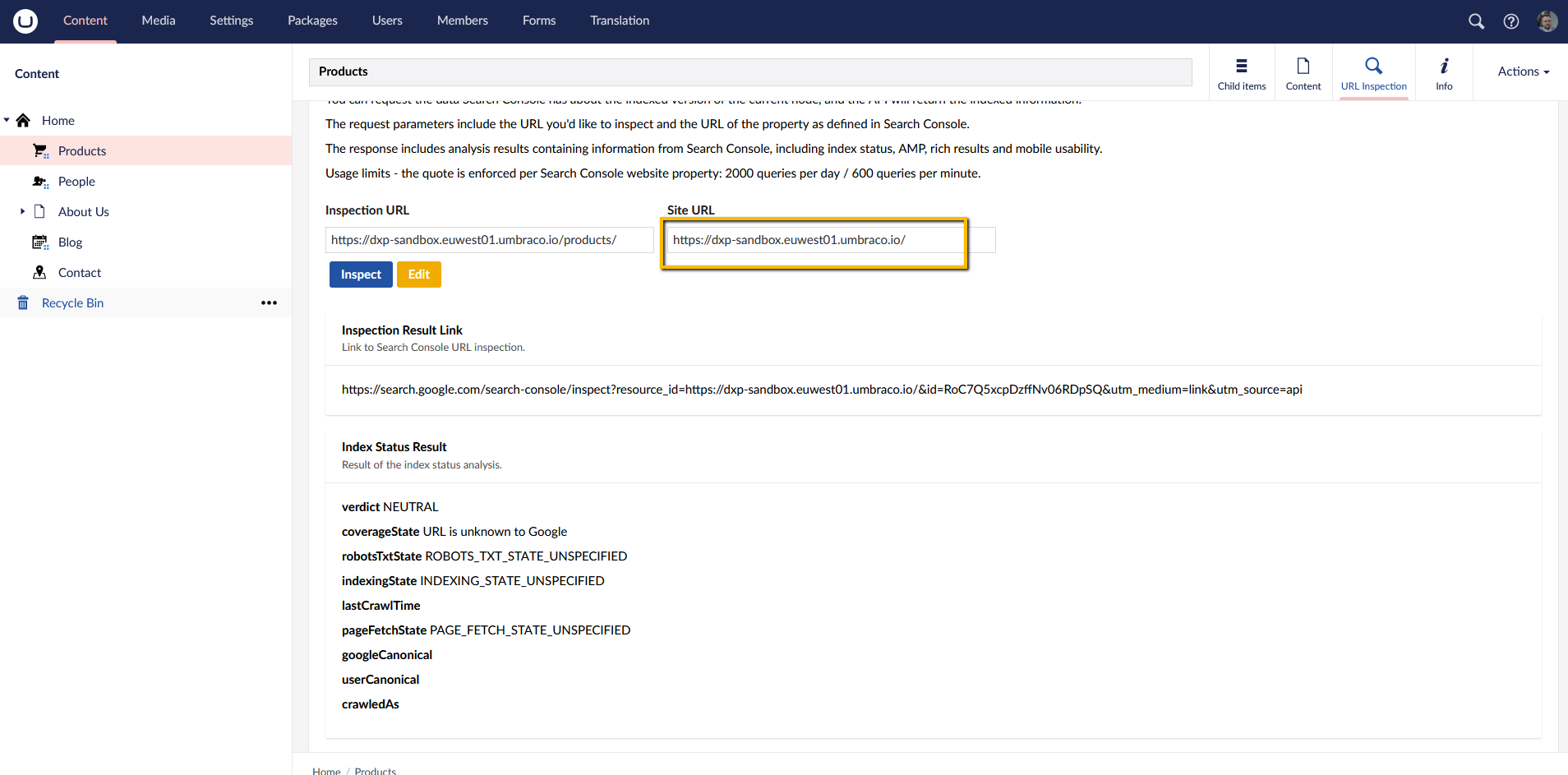 Edit Site Url