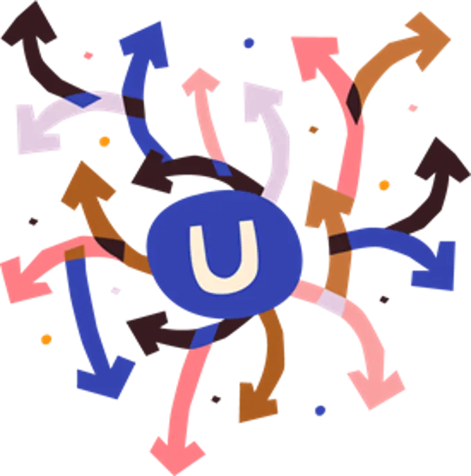 Umbraco logo with many arrows