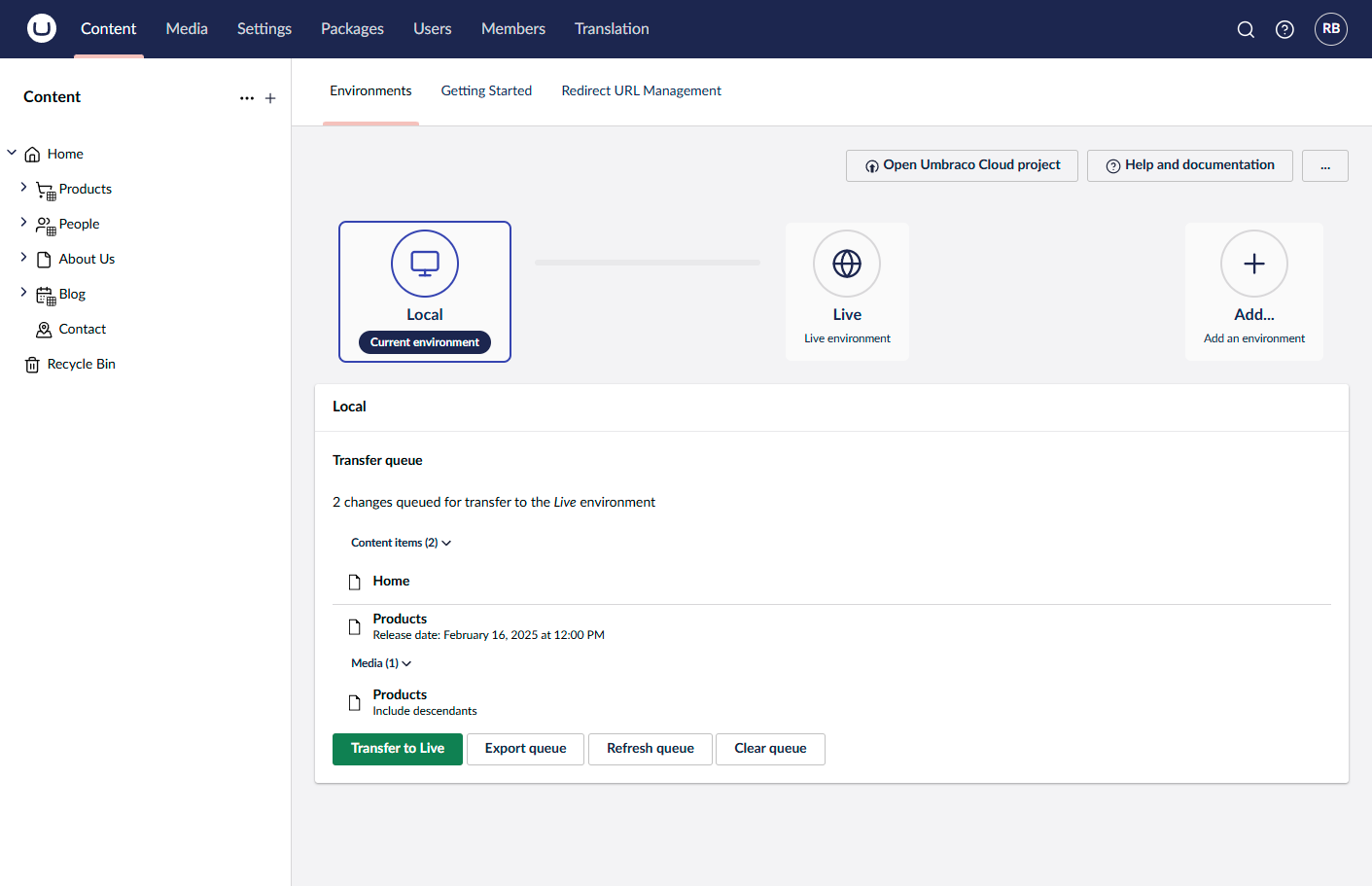 Umbraco Deploy Enhanced Export Options 1411X911px