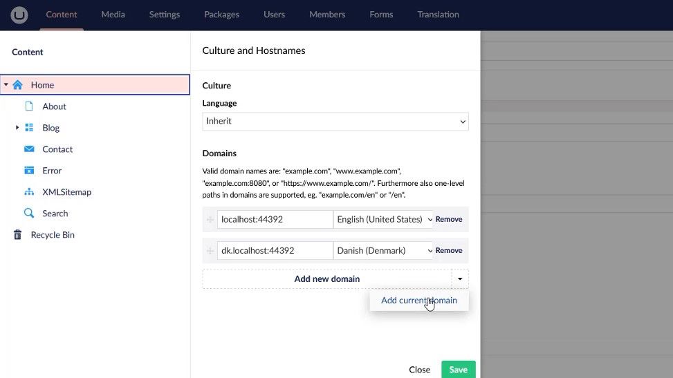 Umbraco 11.3 Sorting Domains 973X547px