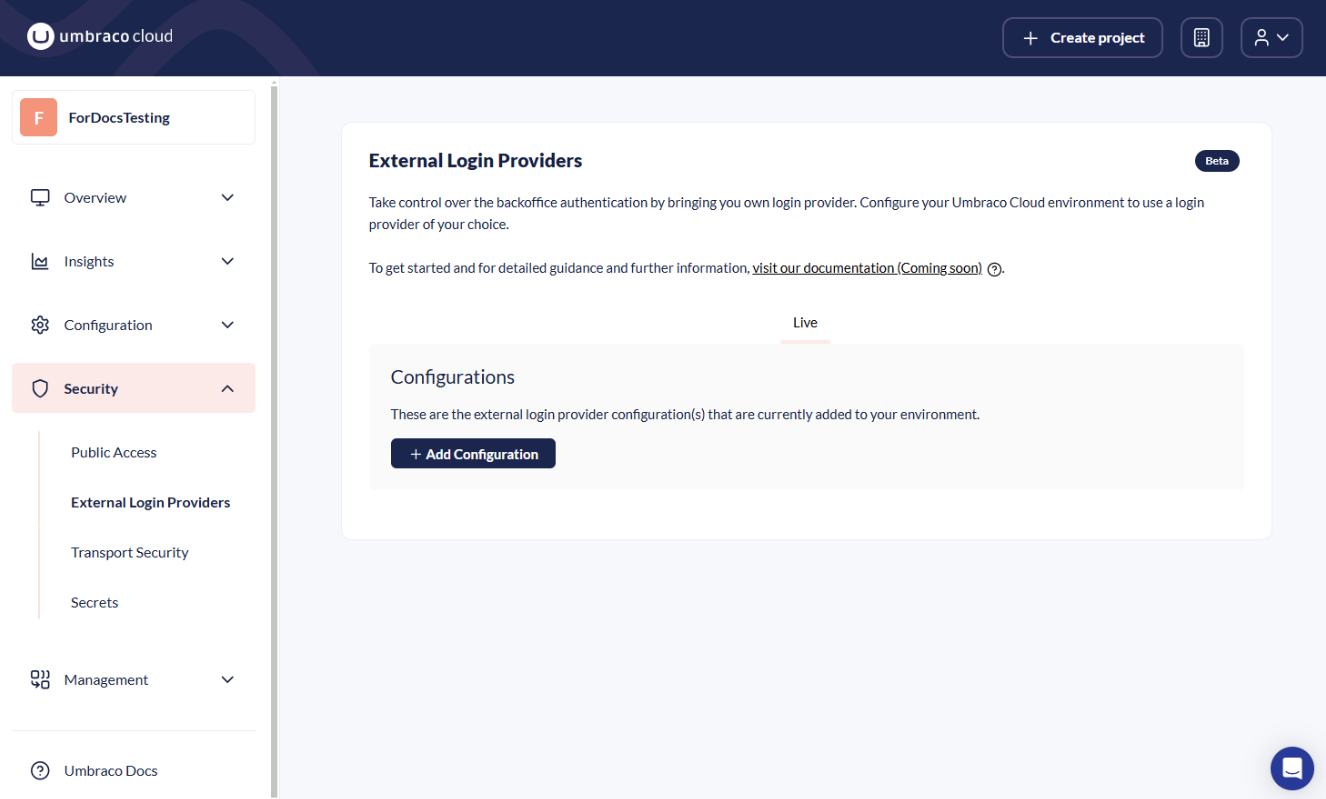 Umbraco Cloud Add External Login Provider 1326 × 799Px