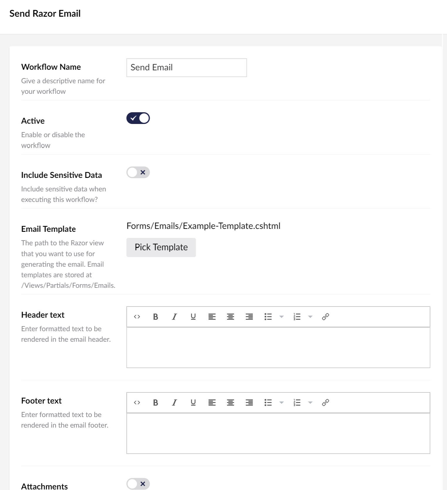 Umbraco Forms 11.1 Configure Rich Text Options 1524X1672px