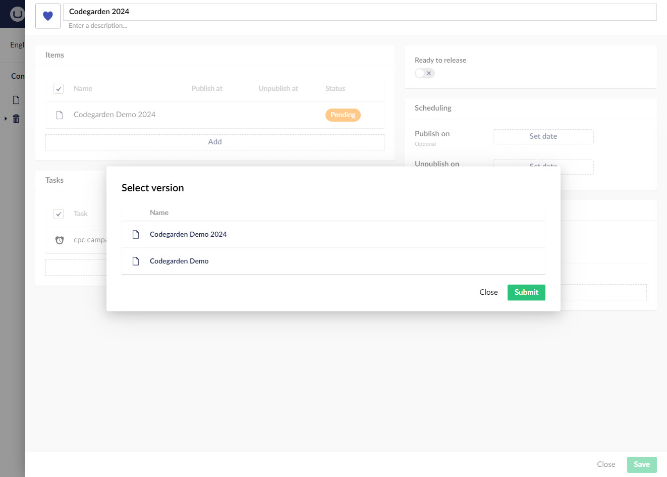 Release Sets Umbraco Workflow