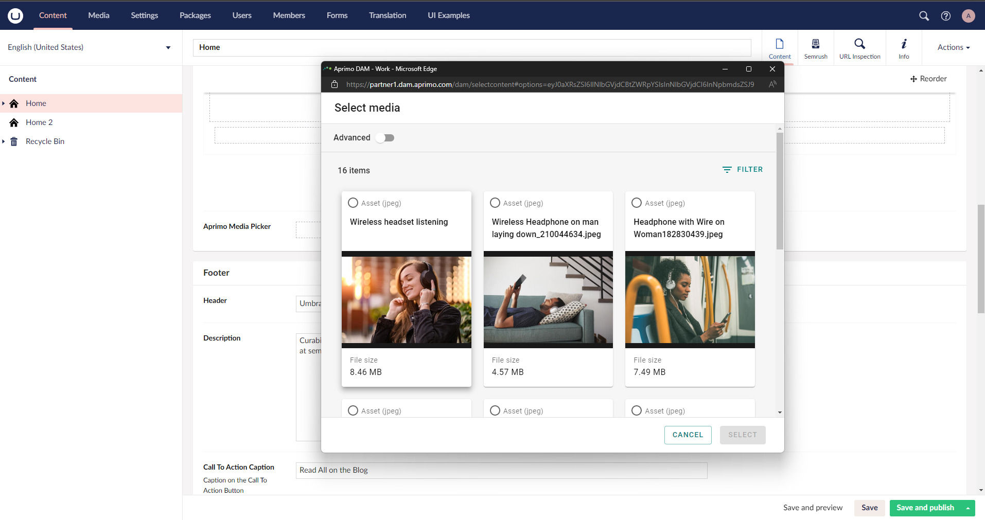 Aprimo Media Picker For Umbraco Aprimo Content Selector 1914X1011px