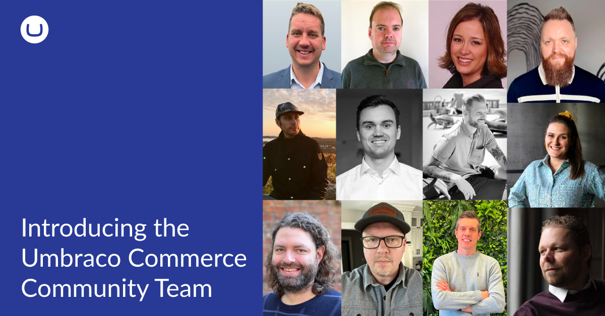 Pictures of all 12 members of the Commerce community team