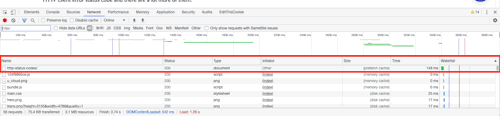 Find HTTP status code in Chrome