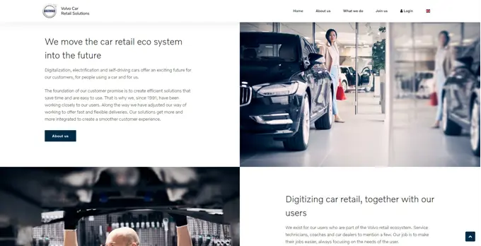 A screenshot of the Volvo Car Retail Solutions website