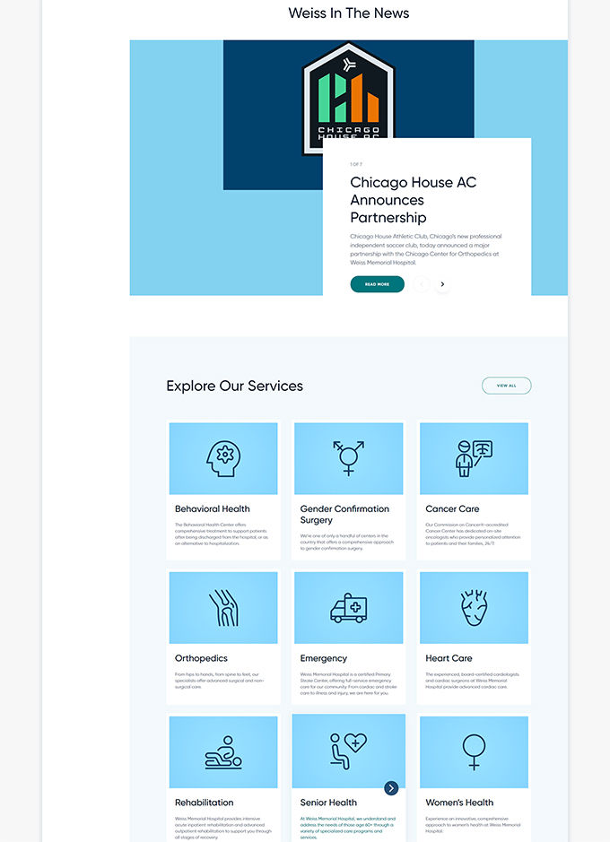 Frontpage screenshot explore services