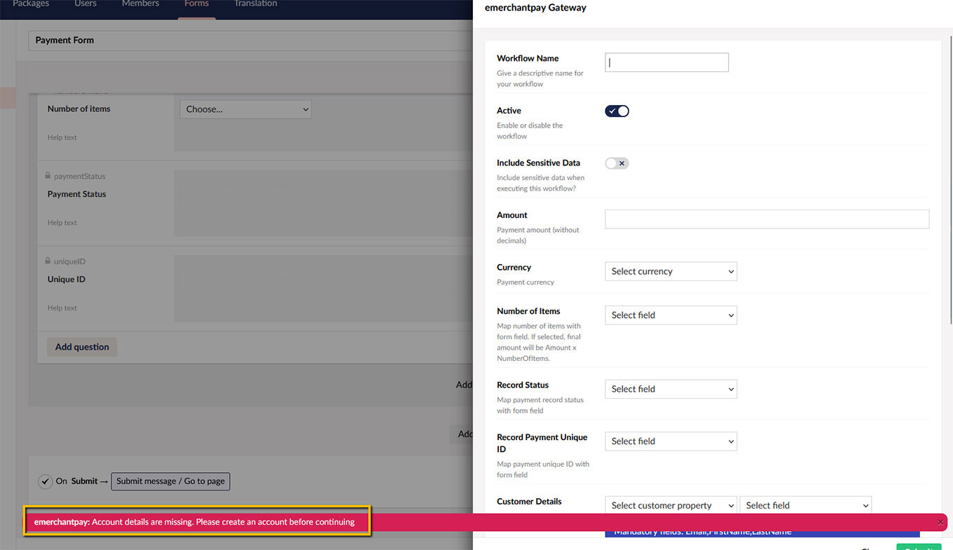 Account Details Missing Copy