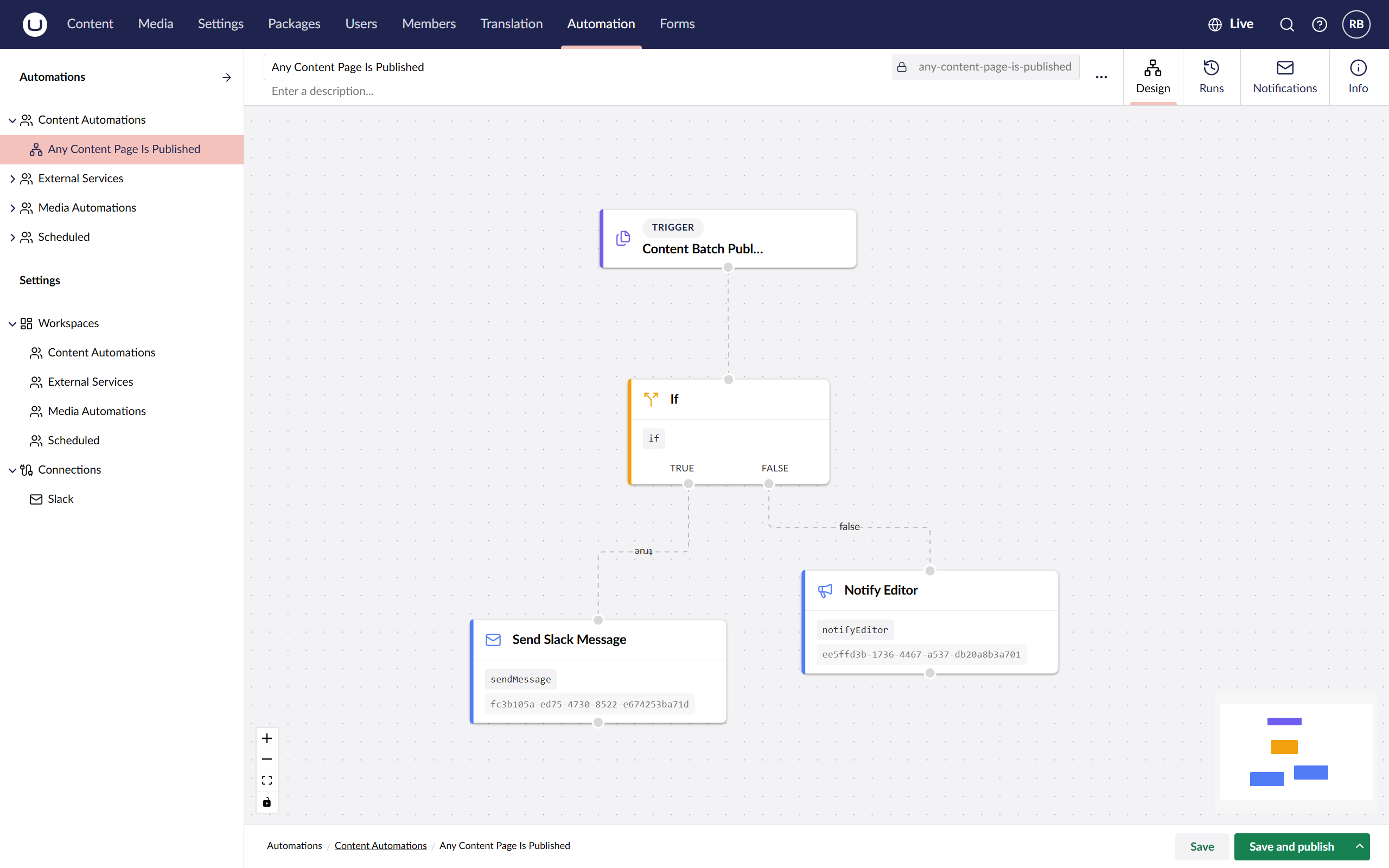 Showing the drag and drop functionality in Umbraco Automate