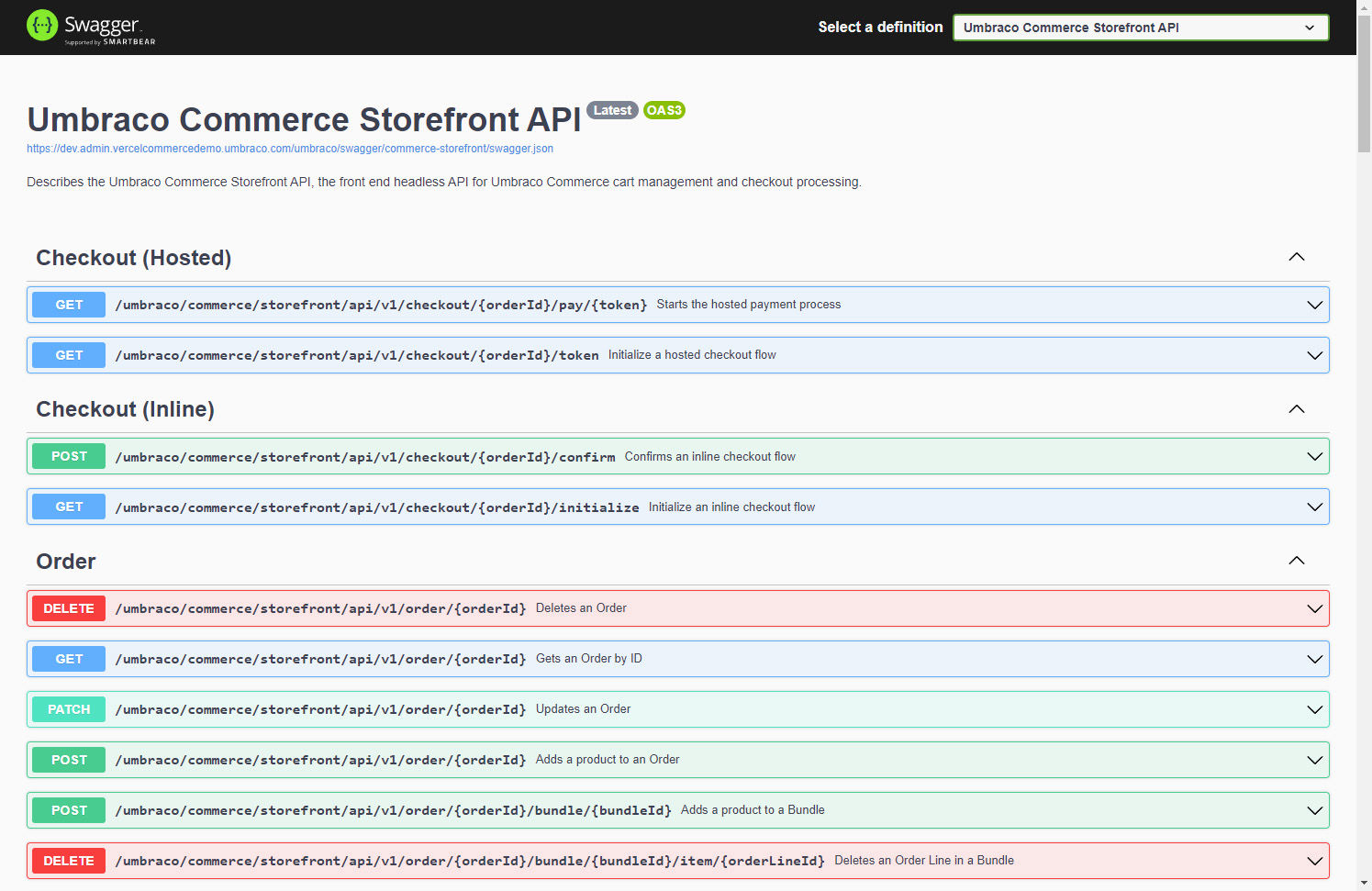 Umbraco Commerce 12.1 Swagger Documentation 1495X971