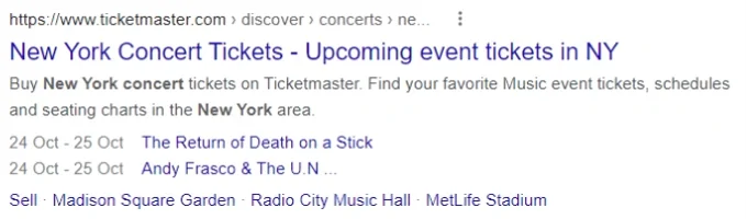 Nyc Concert Tickets Rich Search Result