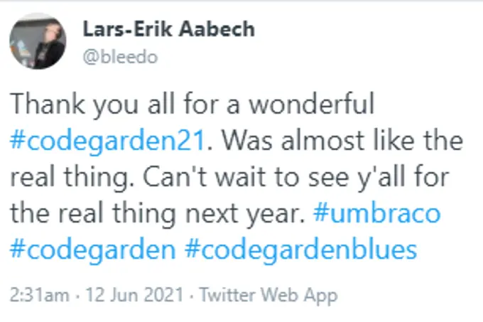Codegarden Tweet
