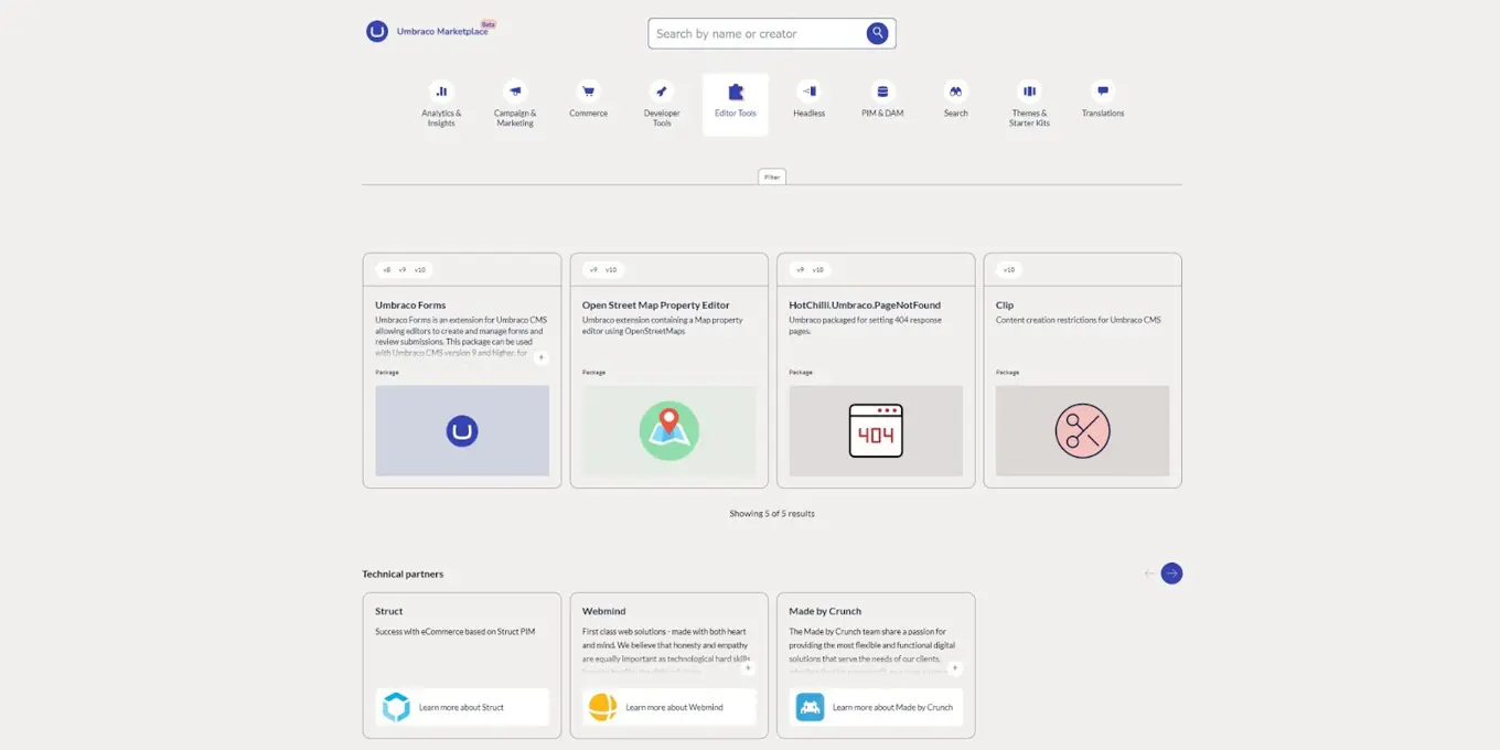 Umbraco Marketplace Editor Tools Category 2416X1208px