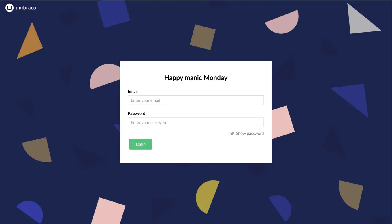 Umbraco 9.3 Log In Screen With Logo