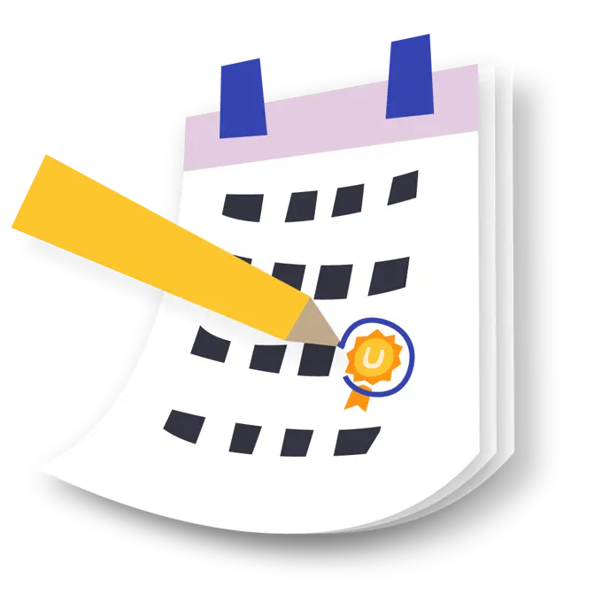 Marked calendar with pen icon