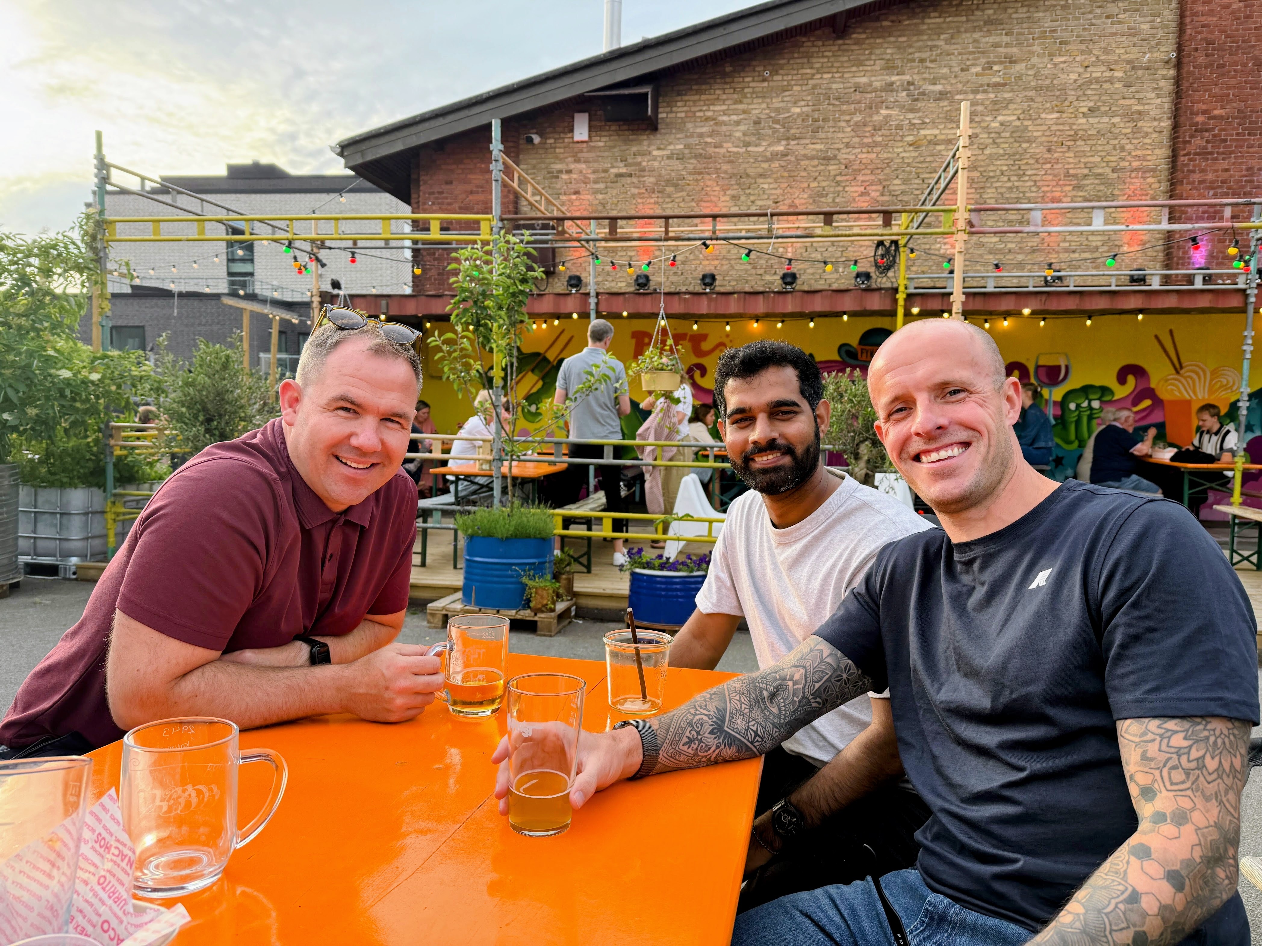 Catching up with my Brace Digital teammates, Ben and Rick over a drink at Storms