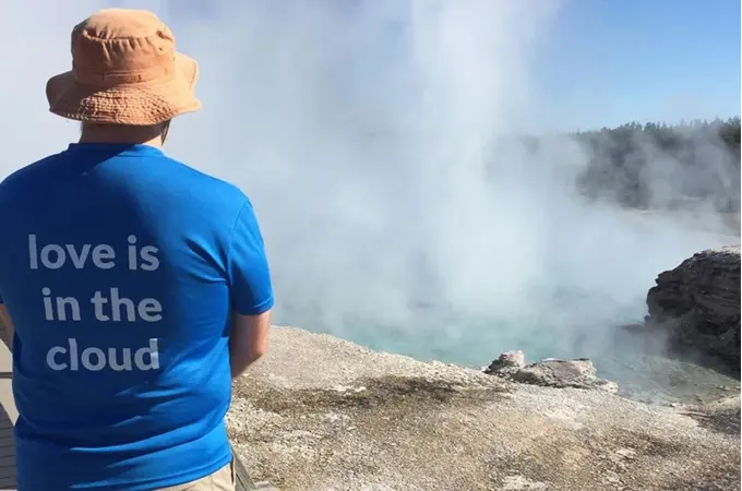 Person with Cloud slogan