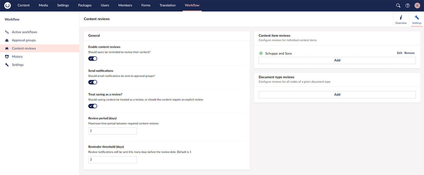 Content Reviews Settings Copy