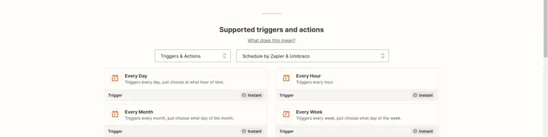 Screenshot: How to connect schedule by Zapier + Umbraco