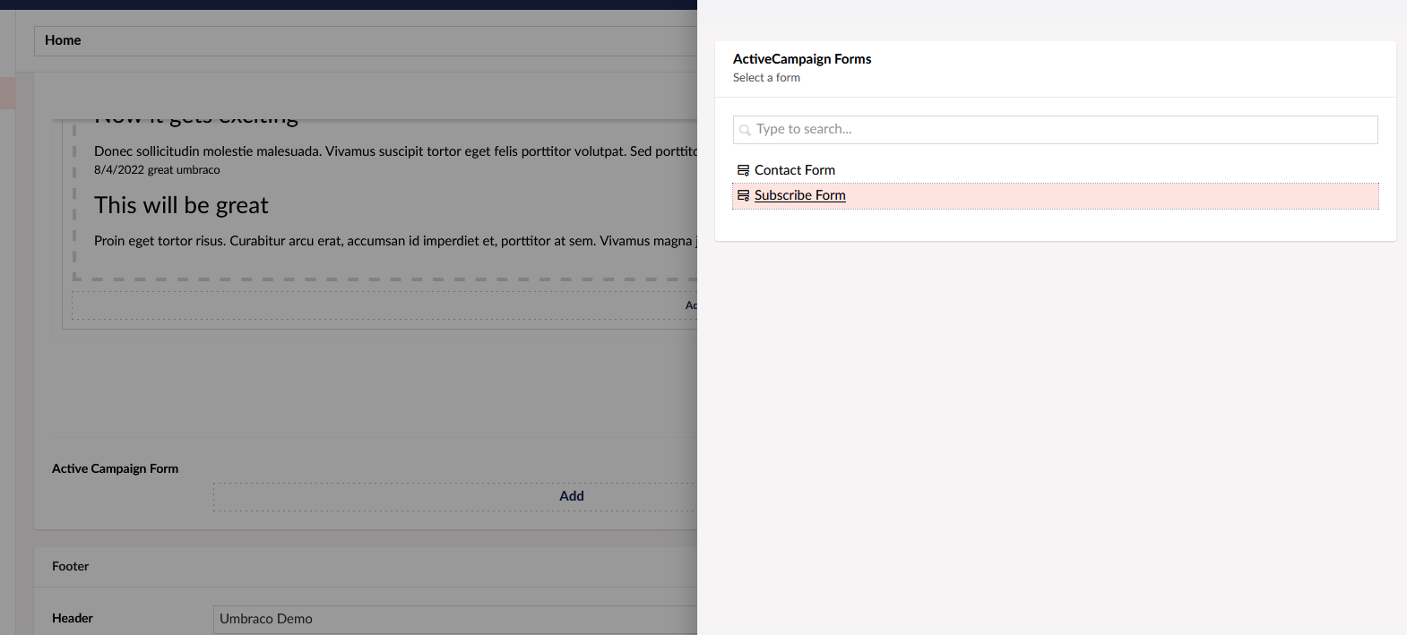 Active Campaign Subscribe Form