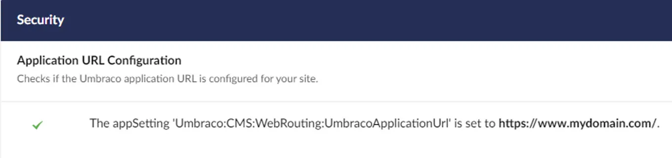 Umbraco 9.2 Fixed Application Url Health Check Success 833X196px