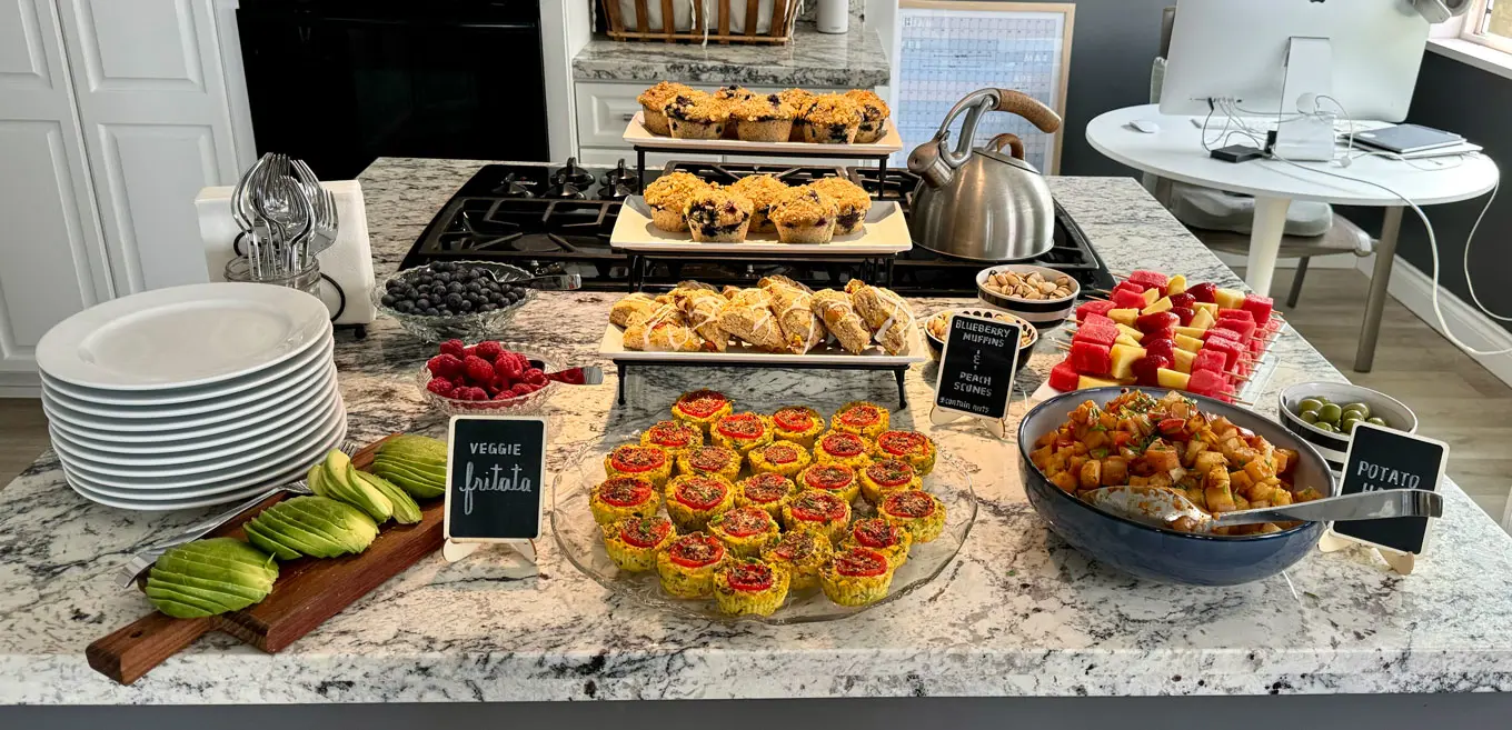 A delicious spread of vegan food, prepared by Erica