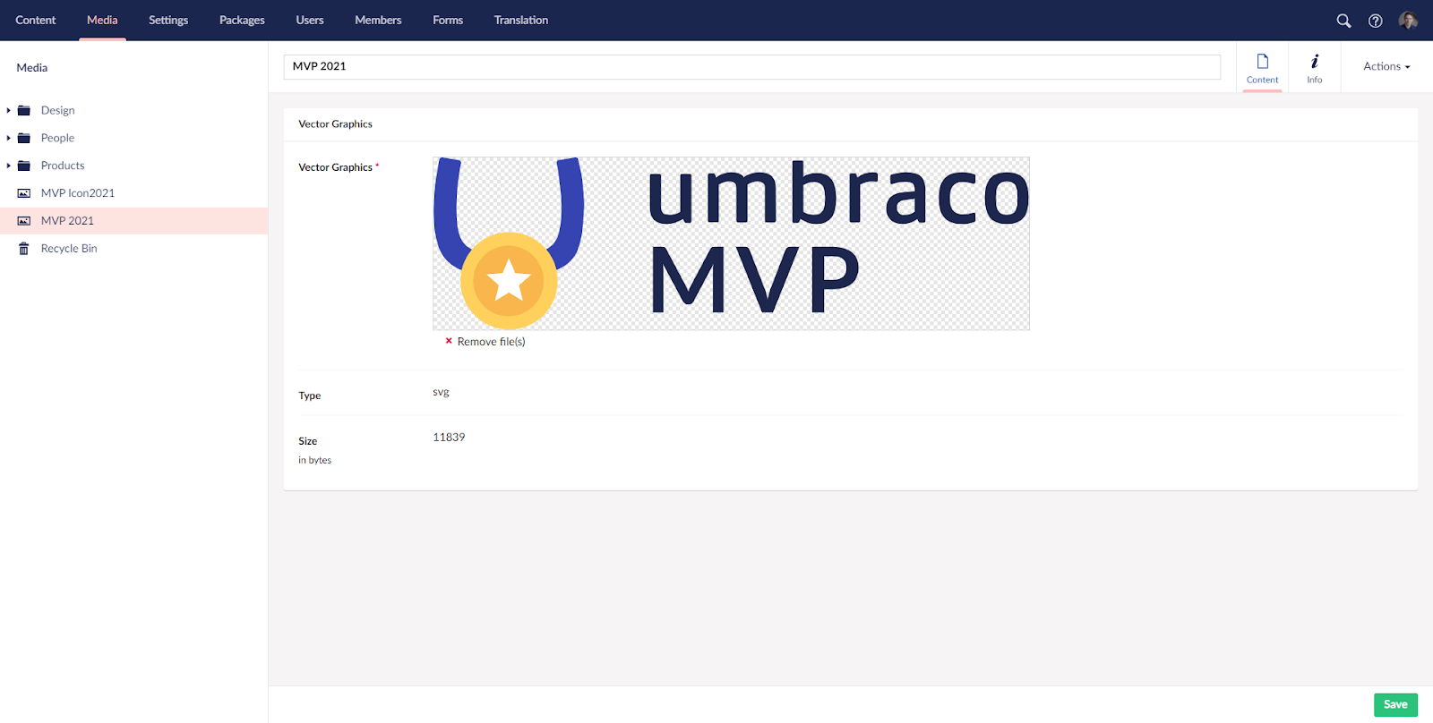 Umbraco 8.16 Checkered Image Background