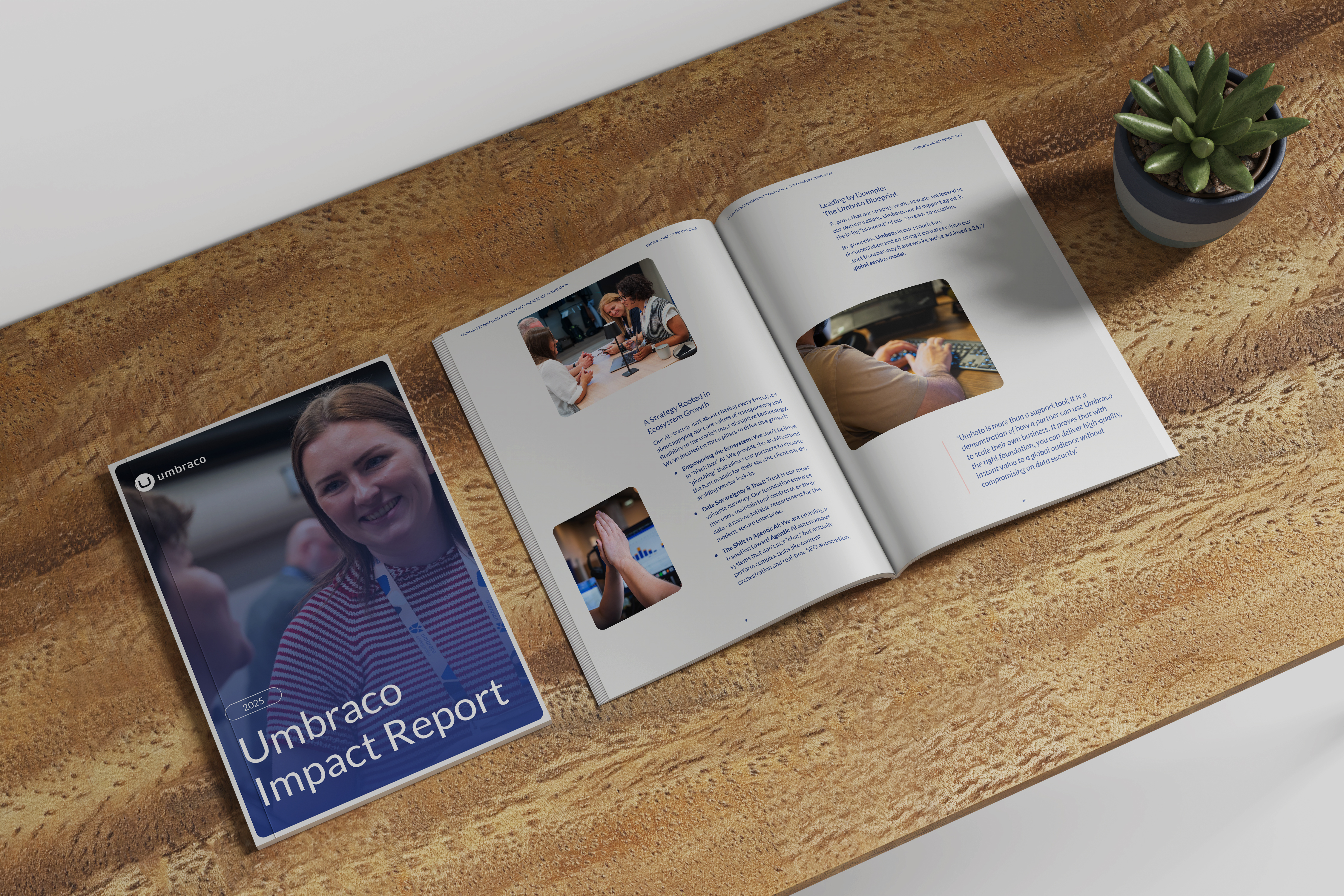 The impact report from 2025 laying on a table.