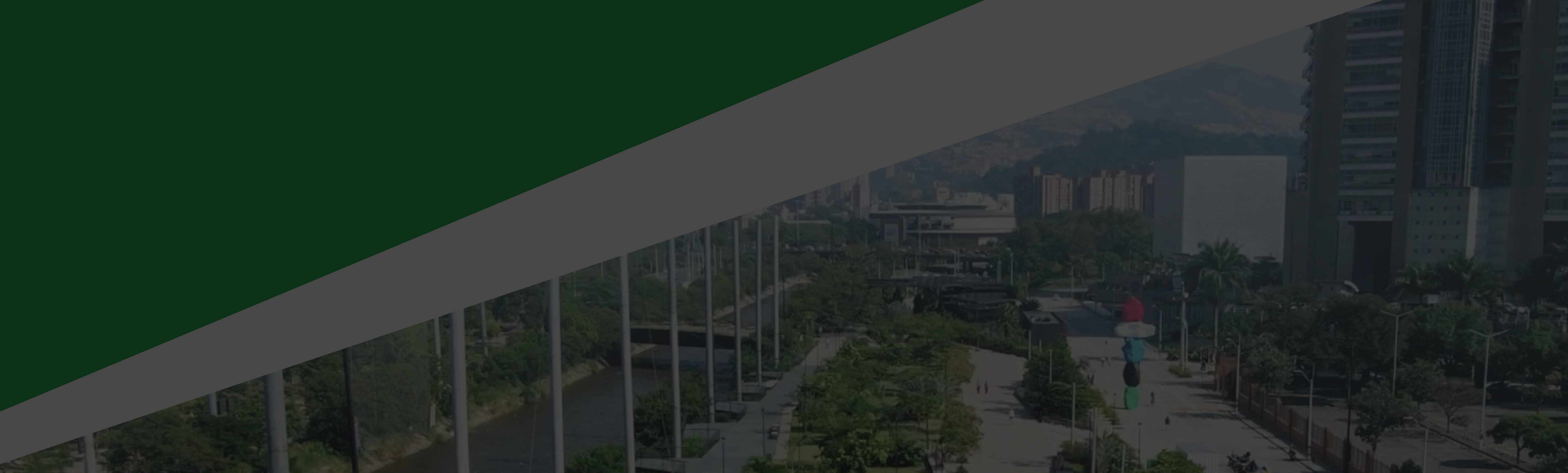 Background banner showing sustainable urban design and green infrastructure in a modern city landscape.