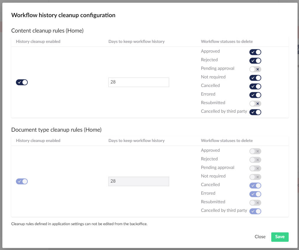 Umbraco Workflow 11.1 History Cleanup Configuration 1013X845px